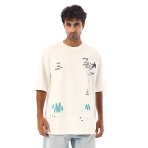 Activ Front Printed Relaxed Fit T-Shirt - Off White