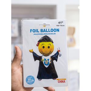 2 Pcs 41 Inch Large Graduation Smiley Foil Balloons 102*72cm Mylar Helium Air Graduate Cap Diploma Party Backdrop Decor Celebration Supplies Pack Gift for Graduate Students Kids Teens Ages 3+ (Shape & Color May Vary)