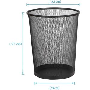 Round Wastebasket with Mesh Design for Bathrooms, Kitchens, Home Offices, and Bedrooms (Black) Stainless Steel Top Opener