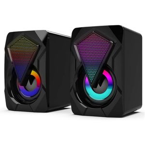 سماعات كمبيوتر RGB موديل X2 الجديد - بإضاءة خلفية LED، سماعات سلكية ميني للوسائط المتعددة لأجهزة سطح المكتب واللابتوب