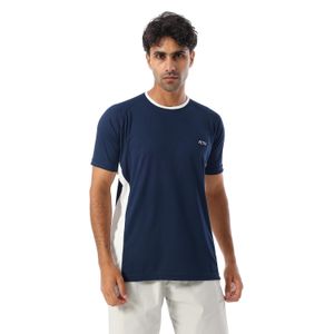 Activ Bi-Tone Regular Fit Slip On T-Shirt - Navy Blue & White