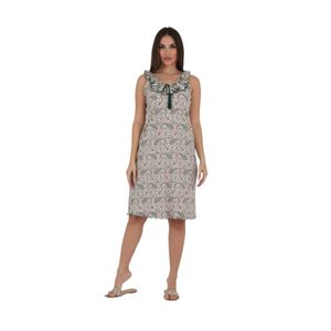 Zecotex Women's Short Night Dress -Paisley Printed Cotton Sleeveless Nightgown- Relaxed Fit Summer Sleepwear-  Sizes M to 4XL