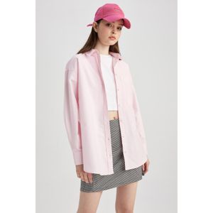 Defacto Woven Top Long Sleeve Shirt - Lt.Pink