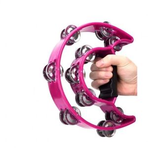 طمبورين شكل هلال مزدوج آلة إيقاعية موسيقية مع ٢٠ زوج من الجلاجل - روز