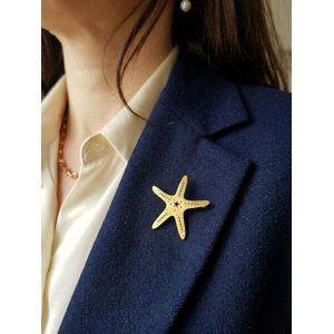  بروش و دبوس ملابس نجمة البحر الذهبيه من الستانليس ستيل المقاوم للصـدأ 