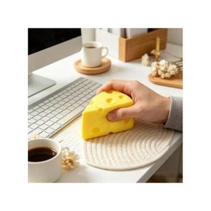 Yellow Triangular Cheese Slow Rebound Squishy Toy, 2.6 Inch Desktop Squeeze Ornament