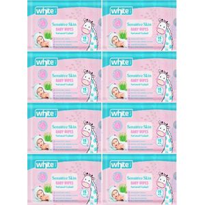 White Baby Sensitive Wet Wipes - 15 Sheets-8PCS