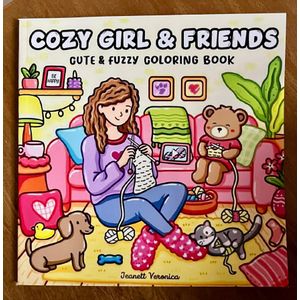 Cozy Girl & Friends كتاب تلوين كيوت للاسترخاء والإبداع – رسومات لطيفة للبنات والحيوانات الأليفة
