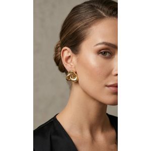 fluffy women accessories أقراط عقدة متشابكة معدن مطلي زنك – مجموعة أقراط نسائي أنيقة يومية