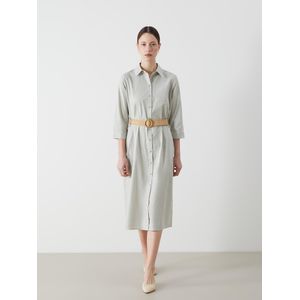 LC Waikiki Striped Belted Shirt Dress