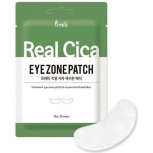 Prreti  Real Cica Eye Zone Patch, 30 Sheets 25g Centella Asiatica, Soothes Dry Skin, Korean Skincare, Hydrating Formula, Under Eye Mask
