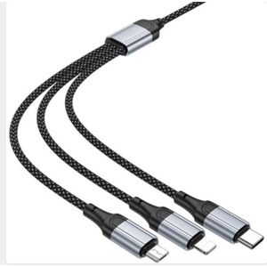 كابل شحن USB متعدد 3 في 1 بطول 120 سم – Type-C / Lightning / Micro USB 
