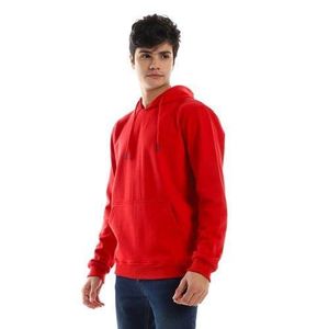 Pavone Solid Pattern Hoodie With Front Pocket - Red