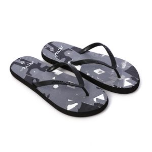 Activ Patterned Rubber Thong Comfy Slipper - Black