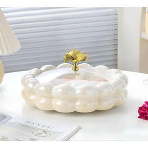 طبق تسالي دوار بورسلين لاستر بغطاء ازاز مقسمة متعدد الالوان - مستورد 