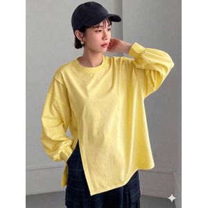  T-shirt cotton yellow oversize