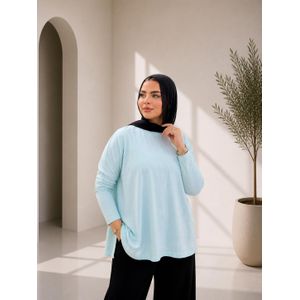 تيشيرت أوفر سايز بأكمام طويلة – ستايل عصري ومريح - مينت