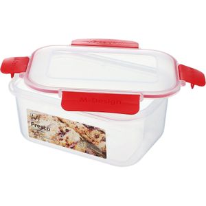 M Design Food Storage Box, 1.1 Liter - Clear and Red