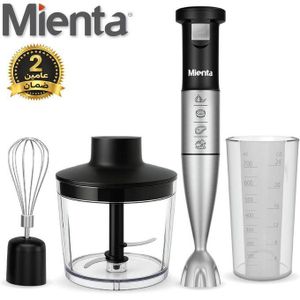 Mienta هاند بلندر  7-1 ستانلس ستيل 1000 وات مع وعاء 700 مل وكبة ومضرب بيض – خلاط يدوي متعدد الاستخدامات – HB111735A