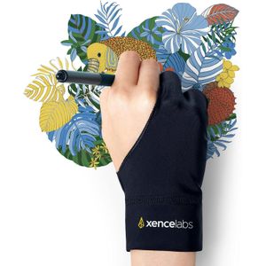 XENCELABS, Artist Glove, Drawing Glove Left Right Hand for Drawing Tablet, 2 Finger Glove for Drawing Black