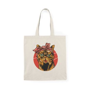 توتي باج - شنطة قماش دك ثقيل Bandana Cat Tote Bag