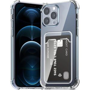 جراب شفاف من السيليكون TPU لهاتف iPhone 12 Pro مع فتحة للبطاقات