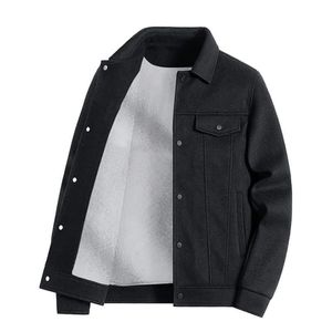  جاكيت جوخ مبطن فرو للرجال - اسود