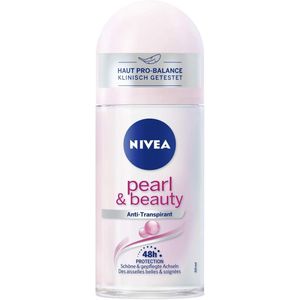 NIVEA Pure Pearl & Beauty Roll-On Deodorant 50 ml Antiperspirant Roller for Nourished Armpit Skin 48-Hour Deodorant with Antibacterial Protection