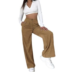 Vintage Loose White Corduroy Pants Women Korean Style Elegant High Waist  Wide Leg Trousers Female 2022 Casual Straight Sweatpant