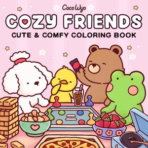 كتاب تلوين Cozy Friends كيوت للأطفال والكبار - رسومات Kawaii للتلوين والاسترخاء - 46 ورقة 140 جرام - Coloring Book مقاس 21 سم * 21 سم