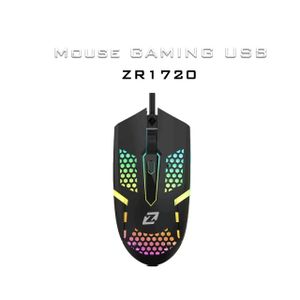ZERO Comfortable wired USB optical gaming mouse with ventilated design to prevent sweating, 6 buttons, precise plug and play for desktop, PC, laptop, and compatible (ZR-1720, Black)