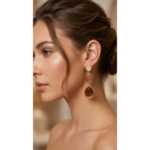 fluffy women accessories أقراط متدلية معدن مطلي زنك – مجموعة أقراط نسائي أنيق بألوان جذابة