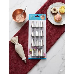 12 Pieces Stainless Steel Cake Decorating Nozzles Set Number 56-67 for Decorating Desserts and Cakes