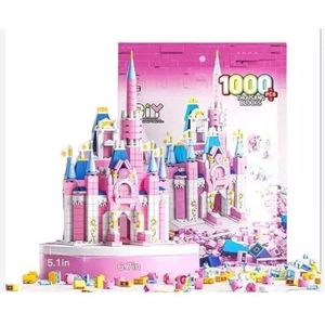 Genetic 1000 Pcs, 6 In 1 Princess Pink Dream Castle Building Block, for Girls Queen House City Bricks Set