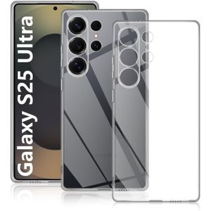 جراب حماية كريستالي واقي شفاف من البولي يوريثين المقاوم للحرارة والسيليكون لموبايل سامسونج جالاكسي S25 ألترا شبكة الجيل الخامس 5G