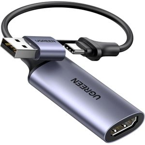 Ugreen بطاقة التقاط فيديو بدقة 4K HDMI إلى USB-A/USB-C، بطاقة التقاط فيديو بدقة Full HD 1080P USB 2.0، لتسجيل الفيديو والصوت للألعاب والبث المباشر والتعليم ومؤتمرات الفيديو 40189