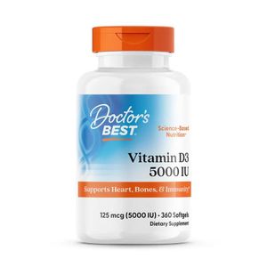 Doctor's BEST Vitamin D3 5000 IU, Heart, Bones & Immunity Support - 360 Softgels