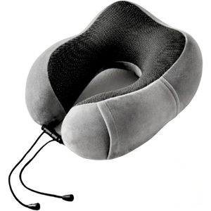 Memory Foam Travel Neck Pillow 100% Memory Foam Velvet Fabric Airplane Neck Support Pillow For Car Train Bus Office Camping Soft Portable Ergonomic Travel Essential For Men Women Grey