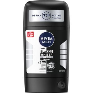 NIVEA عصا مضاد للتعرق للرجال، حماية لمدة 48 ساعة، الأصلي غير مرئي بالأسود والأبيض، 50 مل