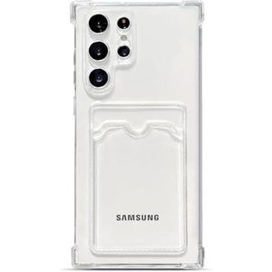 جراب تين تك أنيق وشفاف مع فتحة للبطاقات وتصميم مربع - متوافق مع هاتف سامسونج جالاكسي S23 ألترا - حماية متينة ومظهر عصري - مقاوم للصدمات