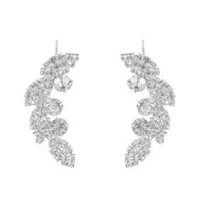 3Diamonds Cute Design Shiny Crystal Stud Earrings for Women, Silver TON-A-1030