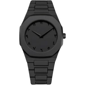 Men's Analog Watch Carbon Black With Clear Arabic Numerals – Stylish Design Lightweight – Comfortable Strap for Daily Use - Work and Occasions - ALL BLACK | AURA Minimalist Analog Watch | Arabic Numerals | Weightless | Trending!
