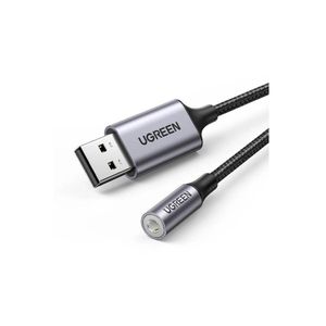 Ugreen - CM477 25cm USB 2.0 to 3.5mm Audio Adapter Aluminum Alloy – Dark Gray