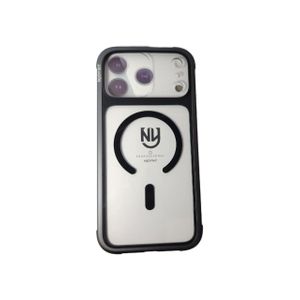 NJOYNY Magnetic Clear Shockproof Case for iPhone 17 Pro Max – grey frame