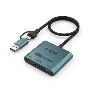Onten محول OTN-UCA303 ثنائي في واحد USB-C و USB-A إلى HDTV 4K 60Hz