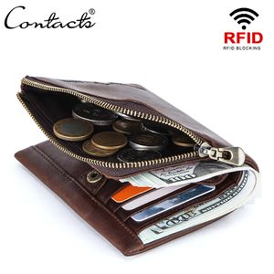 CONTACT'S Leather Men Card Holder Aluminium Box Automatic Pop Up