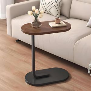 Side Table - Modern C-Shaped Design with Elegant Surface and Durable Metal Legs, Perfect for Home Corners, Easy to Slide Under Couch or Bed, Ideal for Coffee and Laptop  