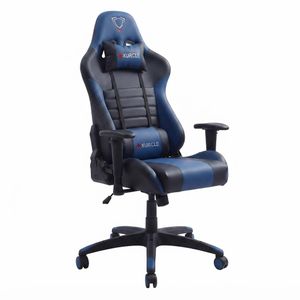  Professional Ergonomic Gaming Chair with High Backrest, Lockable Recline Mechanism, Adjustable Lumbar & Headrest Pillows, Nylon Base - Blue & Black