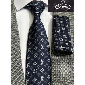 Classic ربطة عنق رجالى مستوردة تركى لوى فيتون معها منديل حجم 7سم وسط