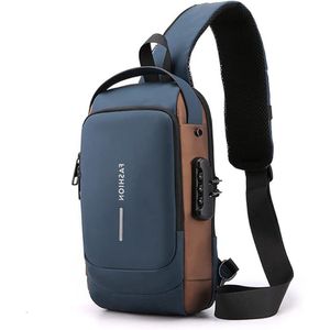 Waterproof Polyester Slim Unisex Crossbody Sling Bag Chest Backpack Men's Shoulder Bag, Leisure Travel Handbag, Hard Shell Anti-Theft Chest Bag